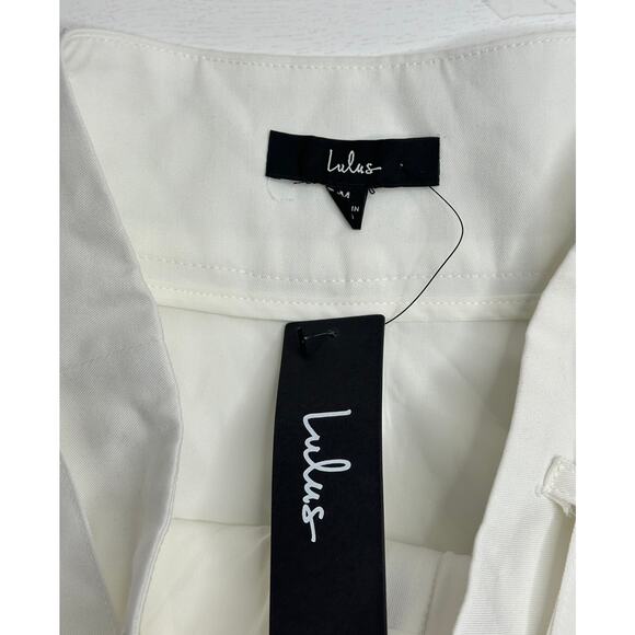 Lulus New! White Belted Wide-Leg Trouser Pants High Rise Formal Workwear M - Picture 5 of 10